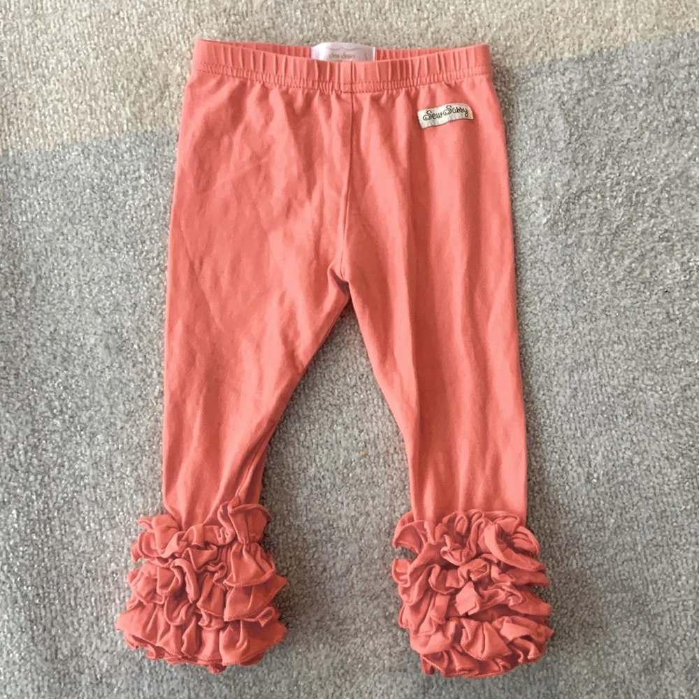 Sew Sassy Coral Ruffled Leggings